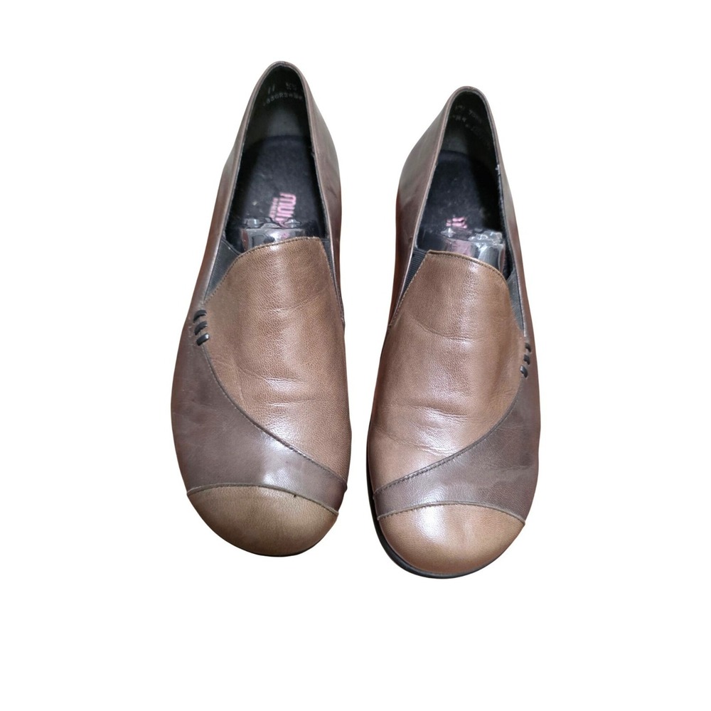 Munro Soft Style Women's Slip-On Block Size11W Brown Leather Shoes